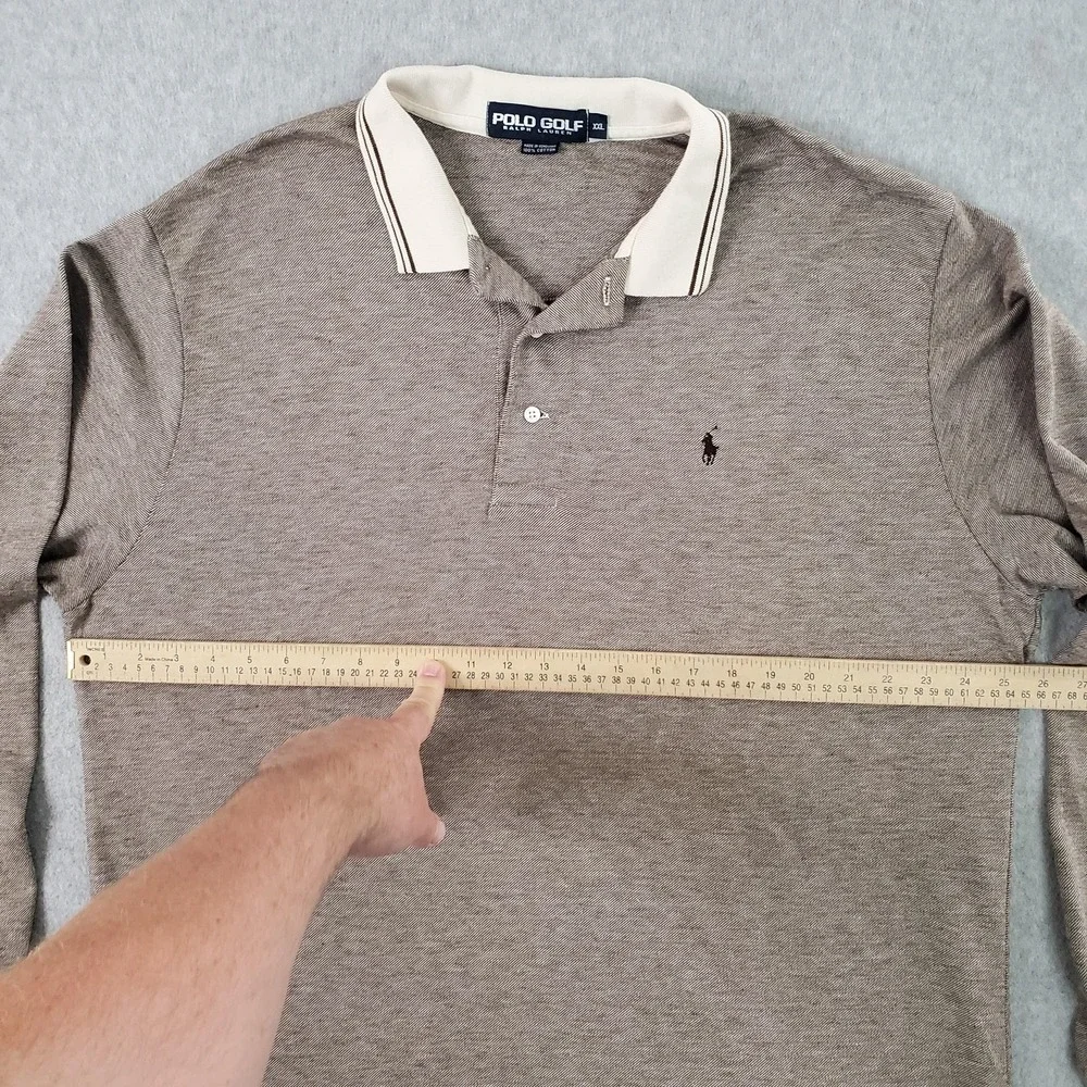 Polo Golf Ralph Lauren Polo Shirt Mens 2XL Brown Long Sleeve Cotton Knit Logo
